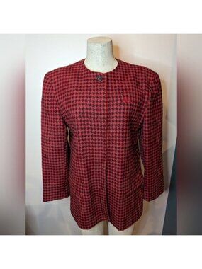 Vintage Wool Blazer, red & black  houndstooth women's size 16